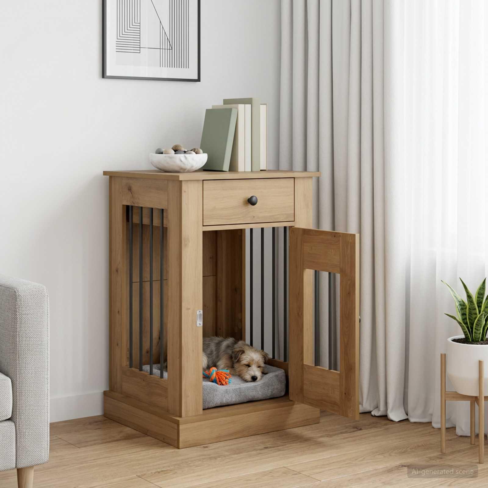 vidaXL Hundekasse møbel Artisan-eg 50 x 47,5 x 80 cm Konstrueret træ
