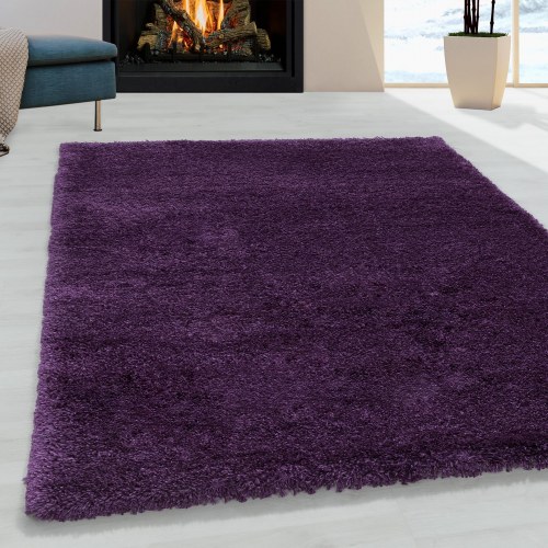 FLUFFY Unicolor violet shaggy tæppe rektangulært