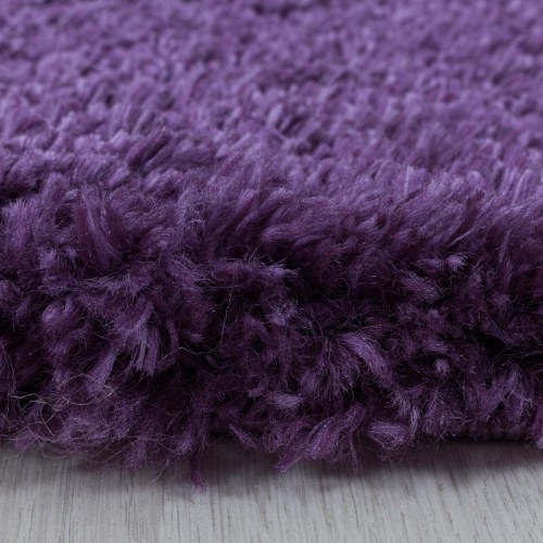 FLUFFY Unicolor violet rundt shaggy tæppe 200 x 200 cm