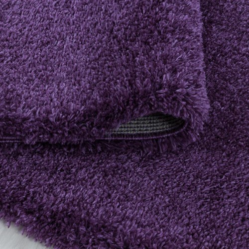 FLUFFY Unicolor violet rundt shaggy tæppe 200 x 200 cm