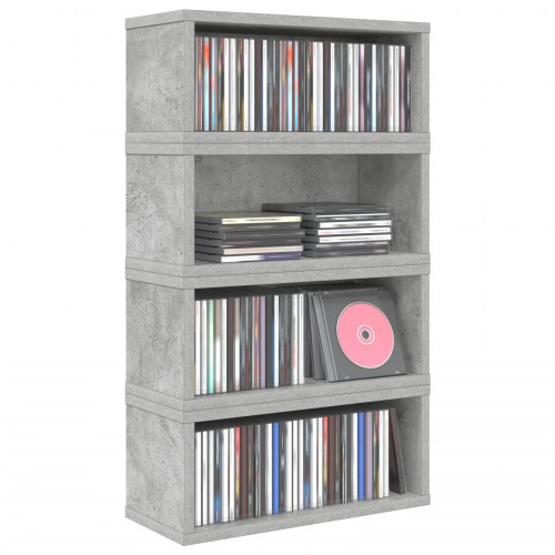CD opbevaringsrække 4 stk. betongrå 40 x 17 x 17 cm