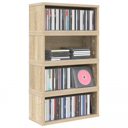 CD opbevaringsrække 4 stk. i sonoma-eg 40 x 17 x 17 cm