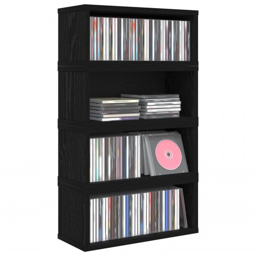 CD opbevaringsrække 4 stk. sort eg 40 x 17 x 17 cm