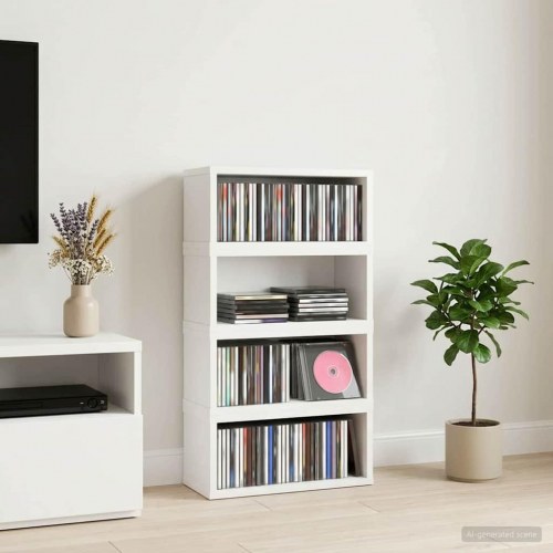 CD opbevaringsrække 4 stk. hvid 40 x 17 x 17 cm i konstrueret træ
