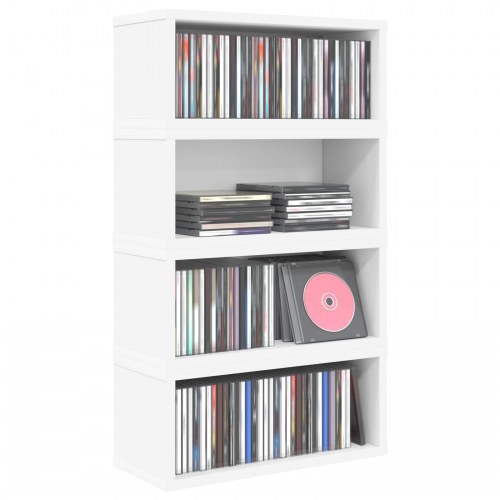CD opbevaringsrække 4 stk. hvid 40 x 17 x 17 cm i konstrueret træ