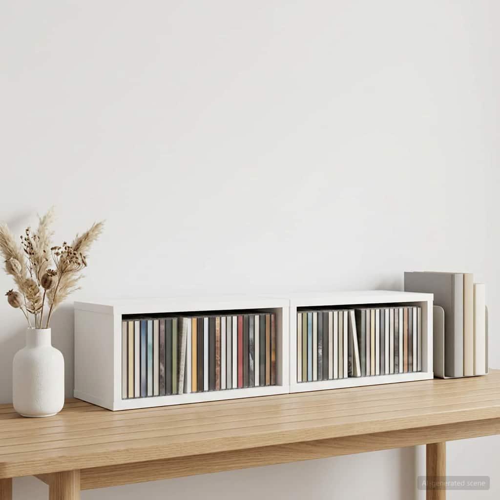 CD opbevaringsrække 2 stk. hvid 40 x 17 x 17 cm