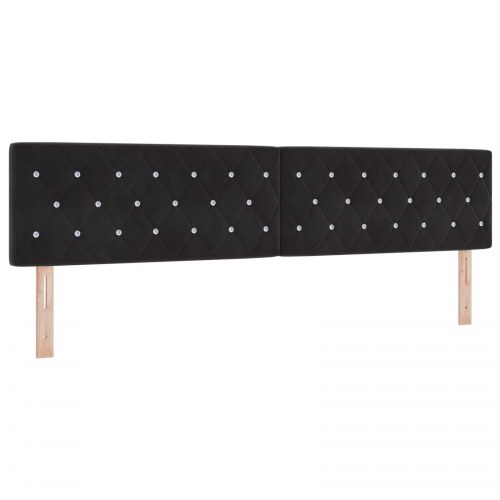 Kontinentalseng med madras og LED sort 200 x 200 cm velour