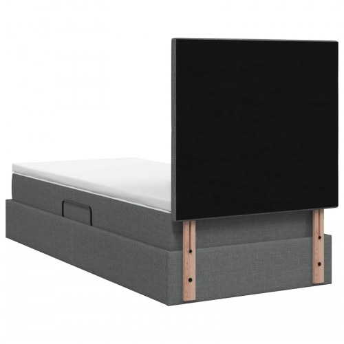 LED opbevaringsseng med madras 90 x 190 cm mørkegrå stof