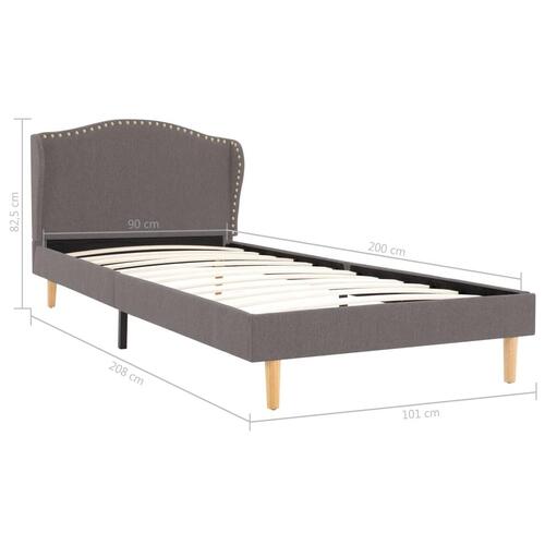 Seng med madras 90 x 200 cm stof lysegrå