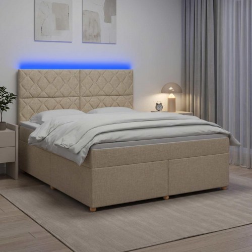 Kontinentalseng med topmadras 160 x 200 cm cremefarvet stof