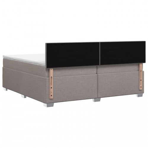 Boksmadras med topmadras 200 x 200 cm gråbrun stof