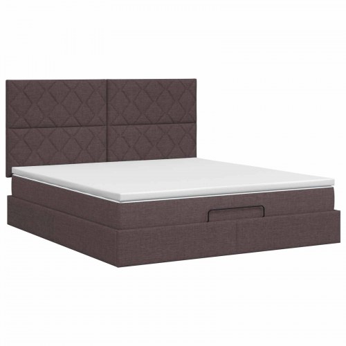 Ottoman seng med madras 140 x 200 cm mørk brun stof