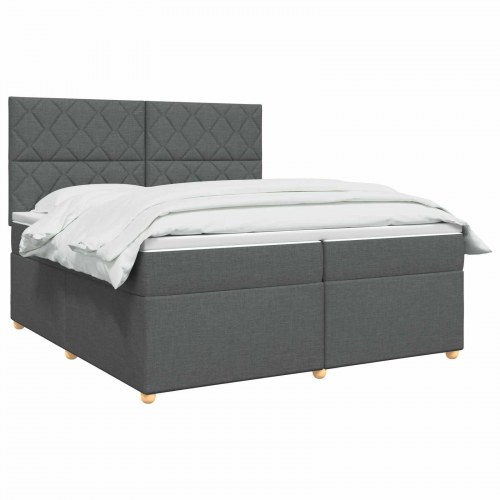 Kontinentalseng med topmadras 200 x 200 cm mørkegrå stof