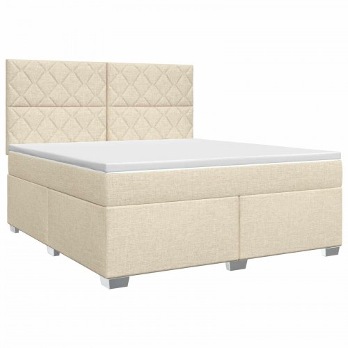 Kontinentalseng med topmadras 180 x 200 cm cremefarvet stof