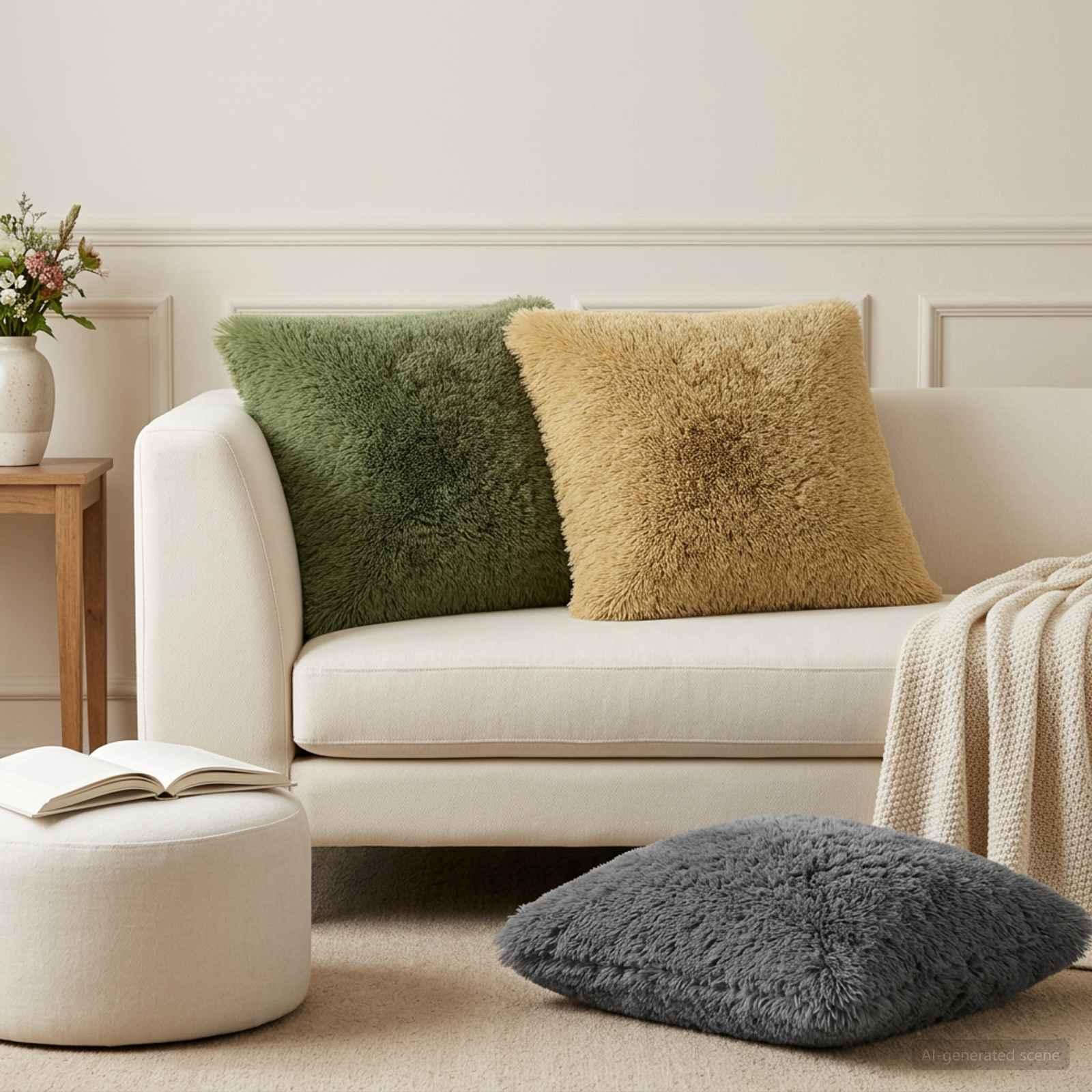Pyntepuder med fyld HEERLEN 2 stk. 65 x 65 cm grøn PV fleece