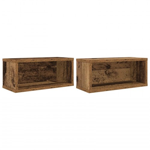 CD-opbevaringsrækker 2 stk. - gammelt træ 40 x 17 x 17 cm