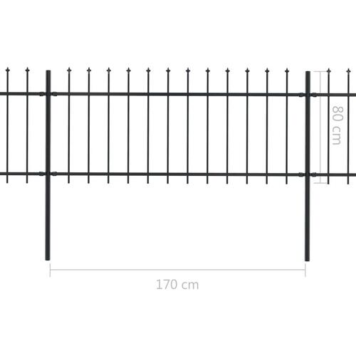 Havehegn med spydtop 17 x 0,8 m sort stål