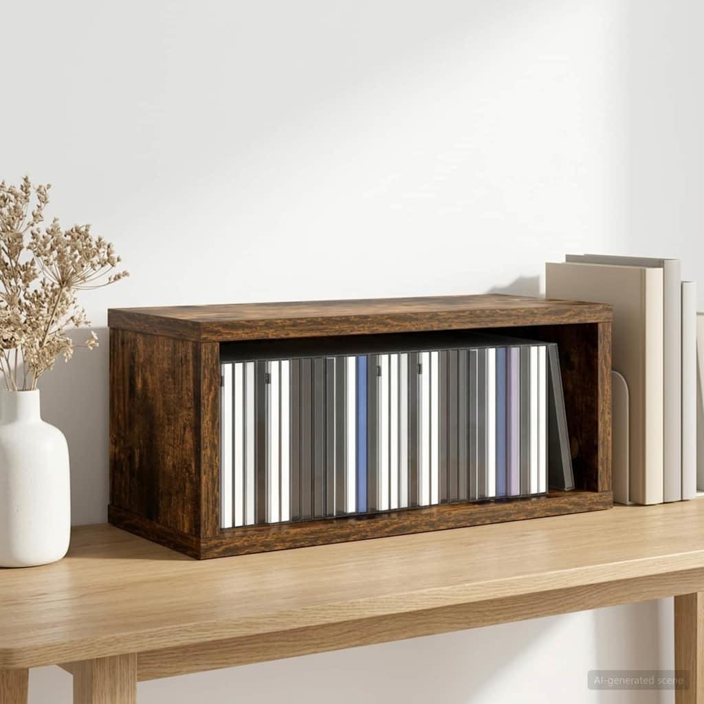 vidaXL CD Opbevaringsrække Røget eg 40 x 17 x 17 cm Konstrueret træ