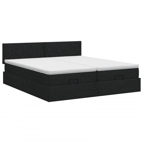 Ottoman seng med madras og hovedgærde 160 x 200 cm 2 stk. sort stof