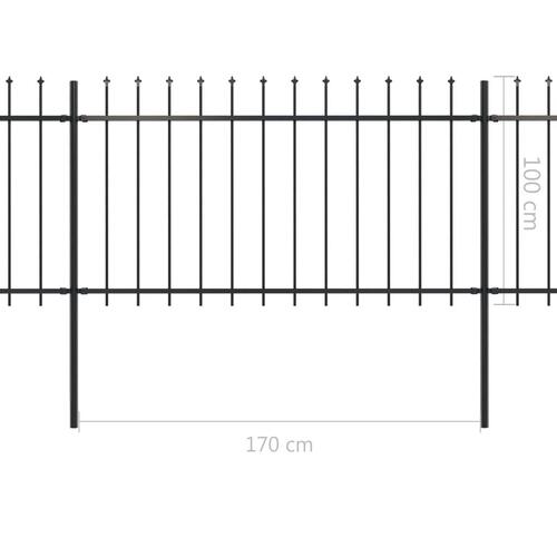 Havehegn med spydtop 3,4 x 1 m sort stål