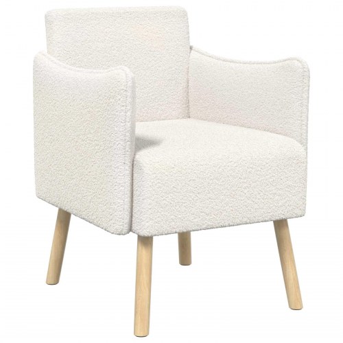Lænestol i cremefarvet bouclé - 60 x 65 x 76 cm