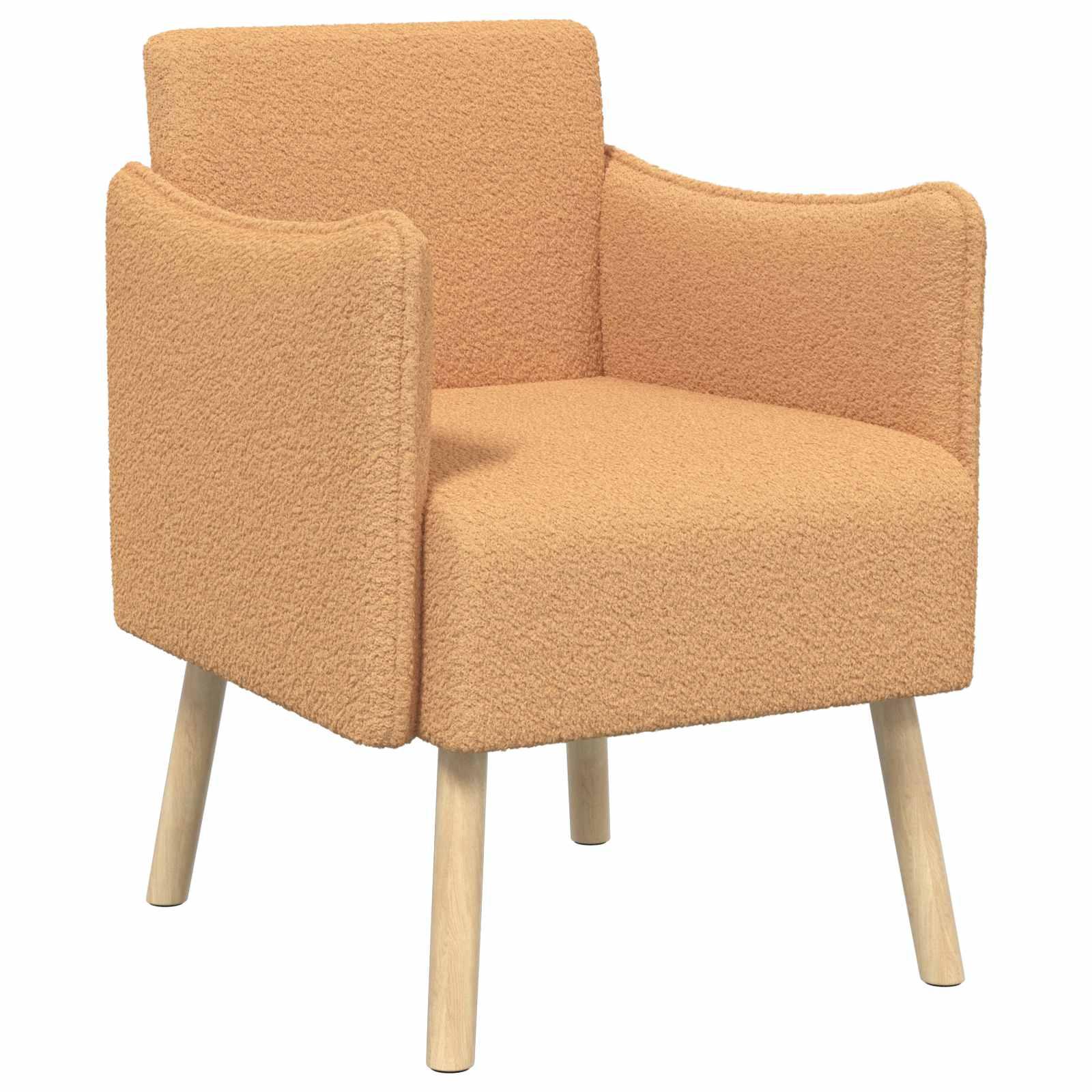 Accentstol i beige bouclé med armlæn