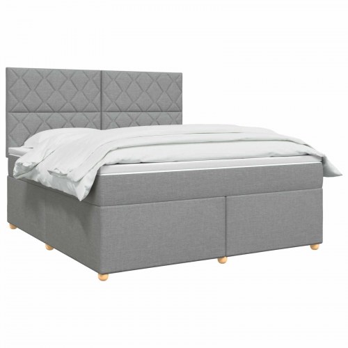Kontinentalseng med madras og topmadras 140 x 190 cm lysegrå stof