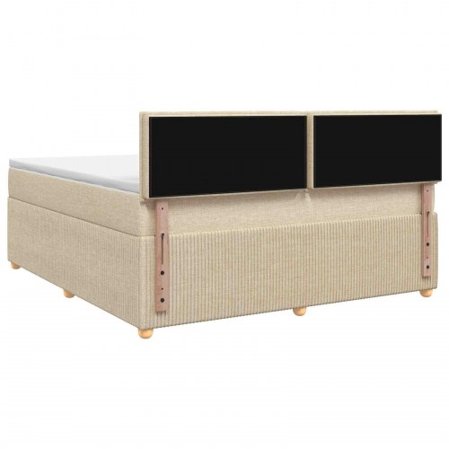 Kontinentalseng med topmadras 160 x 200 cm cremefarvet stof