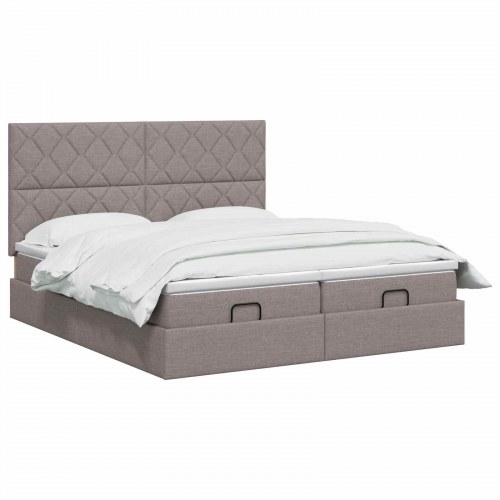 Ottoman seng med madras og hovedgærde 200 x 200 cm - gråbrun stof