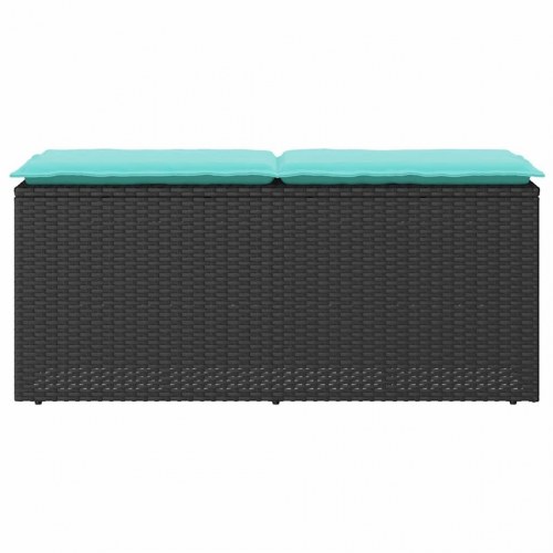 Havebænk med hynde 110 x 40 x 44 cm - sort/turkis