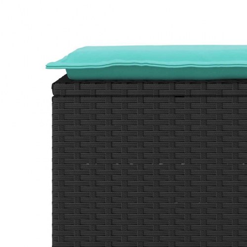Havebænk med hynde 110 x 40 x 44 cm - sort/turkis