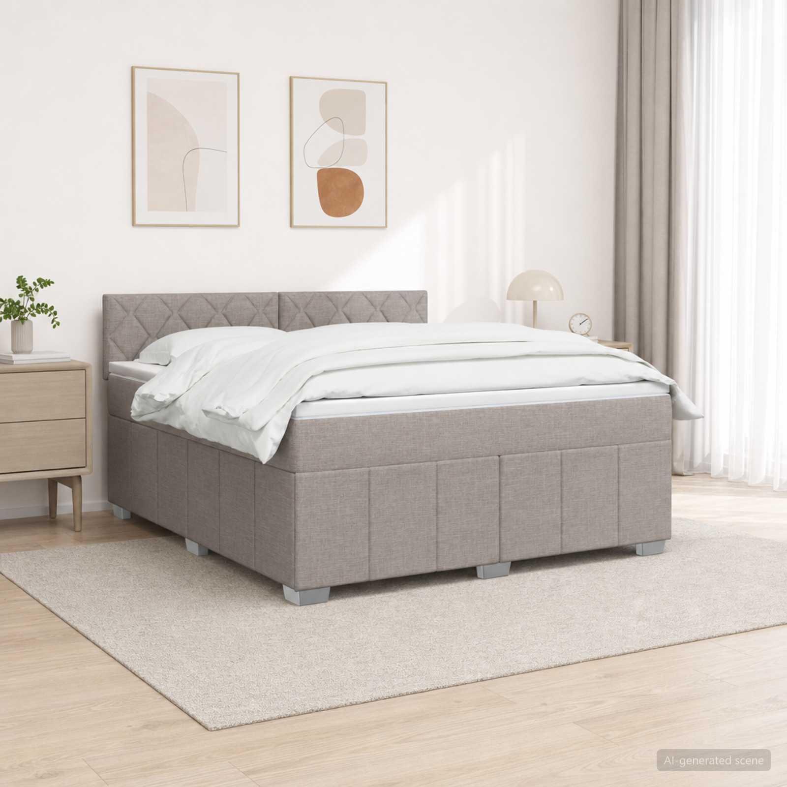 Kontinentalseng med madras og topmadras 180 x 200 cm gråbrun stof