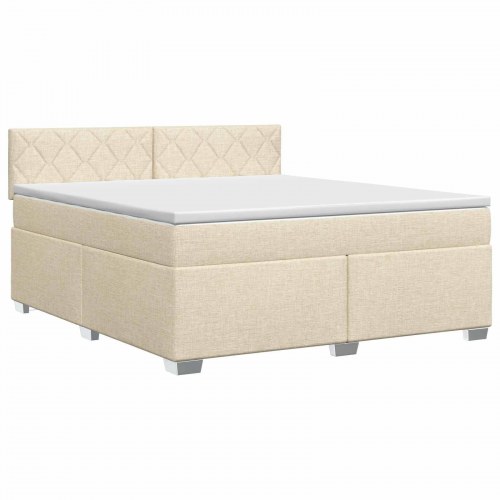 Boksmadras med topmadras 160 x 200 cm cremefarvet stof