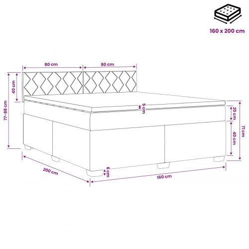 Boksmadras med topmadras 160 x 200 cm cremefarvet stof
