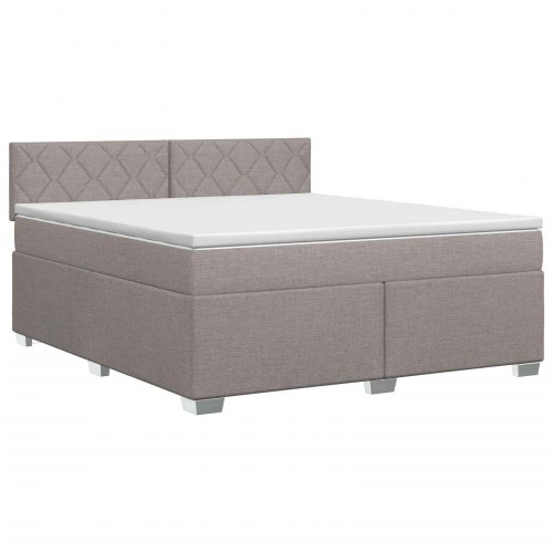Boksmadras med topmadras og justerbar gavl 160 x 200 cm gråbrun