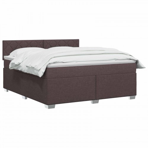 Boksmadras med topmadras 160 x 200 cm mørk brun stof