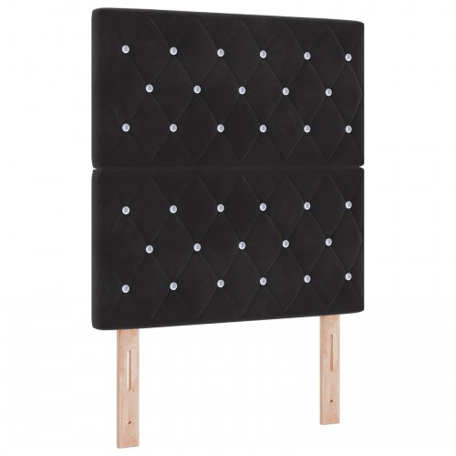 Ottoman seng med madras og LED 80 x 200 cm i sort fløjl