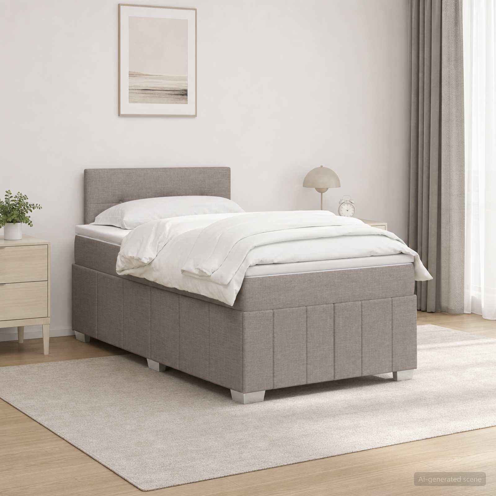 Kontinentalseng med madras og topmadras 120 x 190 cm gråbrun stof