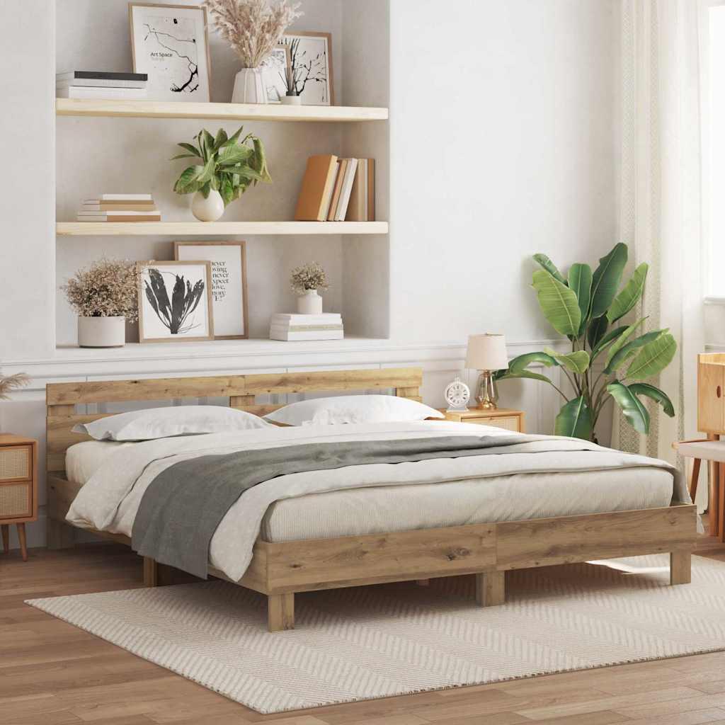 vidaXL Sengestel Artisan Egetræ 180 x 200 cm Konstrueret træ