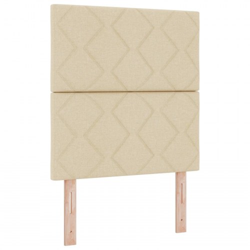 Boksmadras seng med topmadras cremefarvet 80 x 200 cm stof