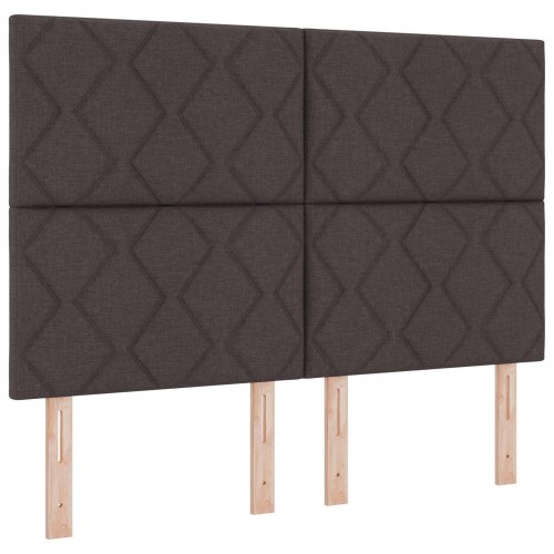 Ottoman seng med madras og LED mørk brun 140 x 200 cm stof