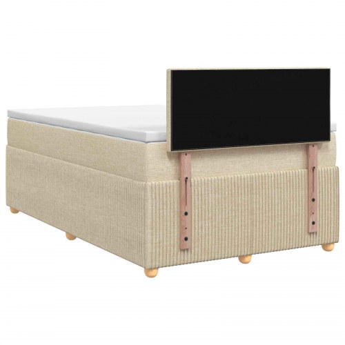 Seng med madras og topmadras 120 x 200 cm cremefarvet stof