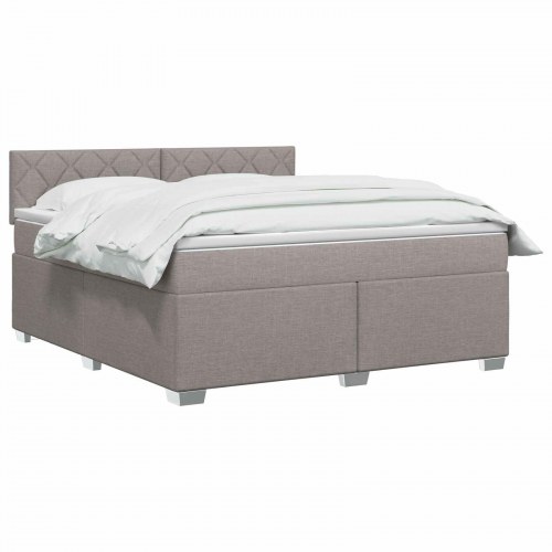 Boksmadras med topmadras og justerbar sengegavl gråbrun 140 x 190 cm