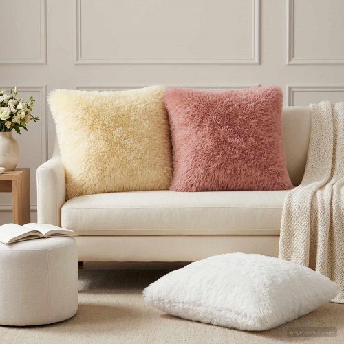 Pyntepuder HEERLEN 2 stk. 80 x 80 cm - hvid PV fleece