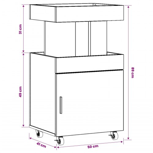 Barvogn i sort eg med hjul - 50 x 41 x 89 cm