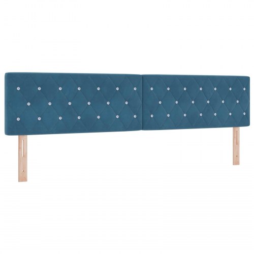Ottoman seng med madras og LED 200 x 200 cm mørkeblå velour