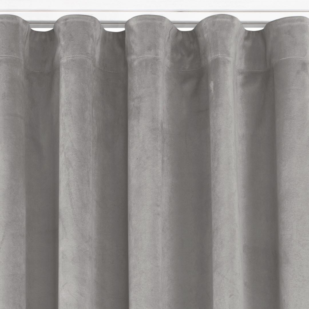 Mørklægningsgardin fløjl grå 400×225 cm med wavebånd - HOMEDE VILA