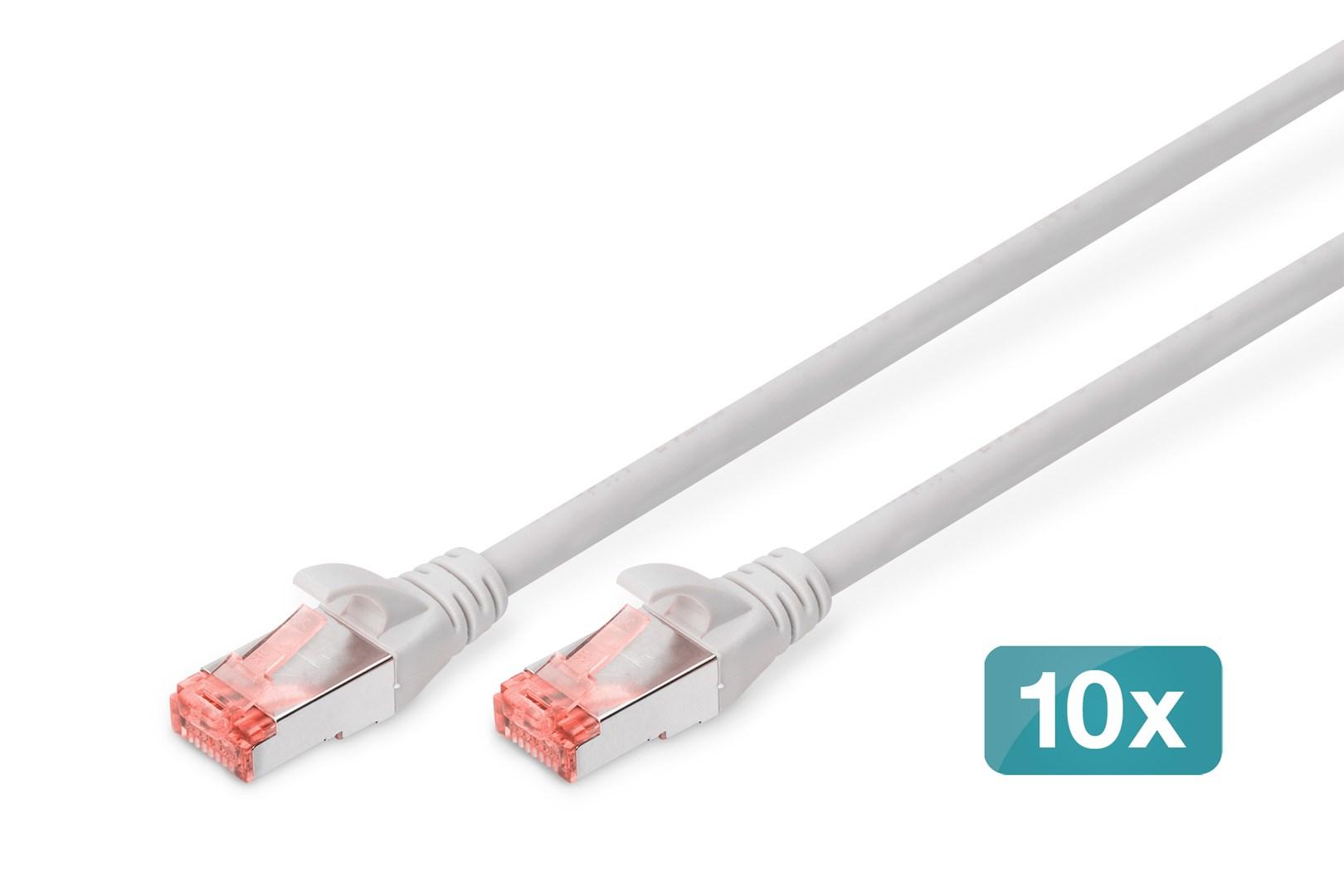 DIGITUS CAT 6 S/FTP patchkabel 3 m grå 10 stk.