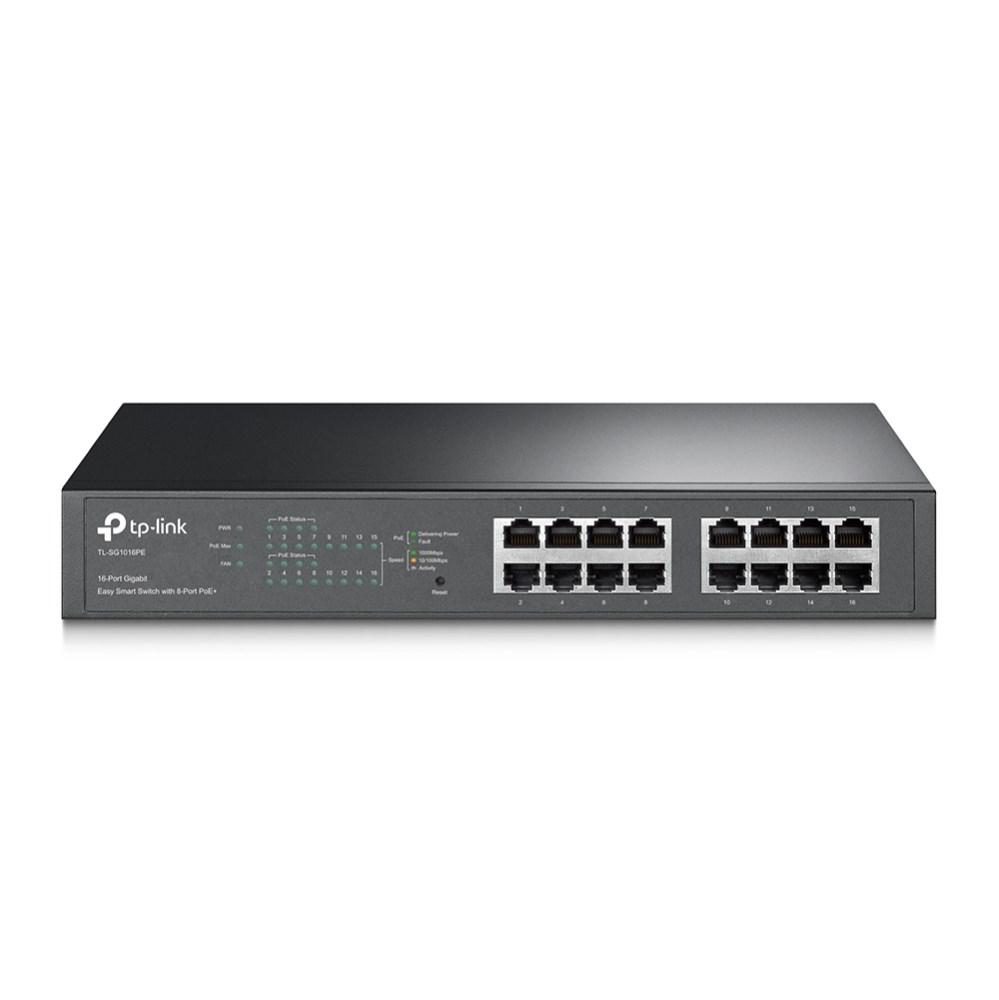 TP-Link TL-SG1016PE 16-port Gigabit managed switch med 8 PoE+ porte