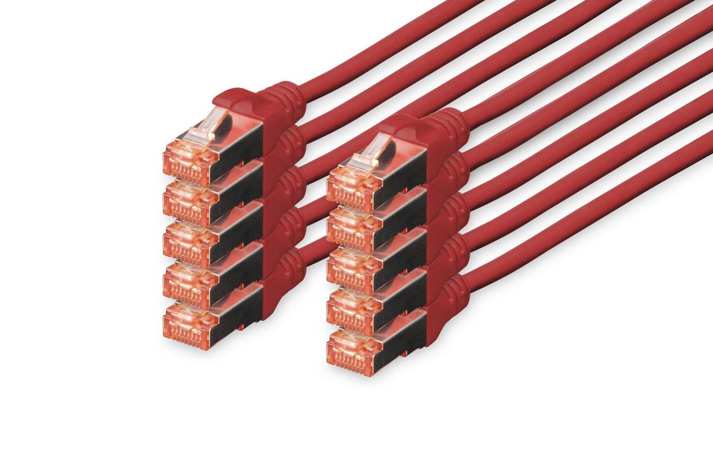 DIGITUS CAT 6 S/FTP patchkabel 2 m rød 10 stk